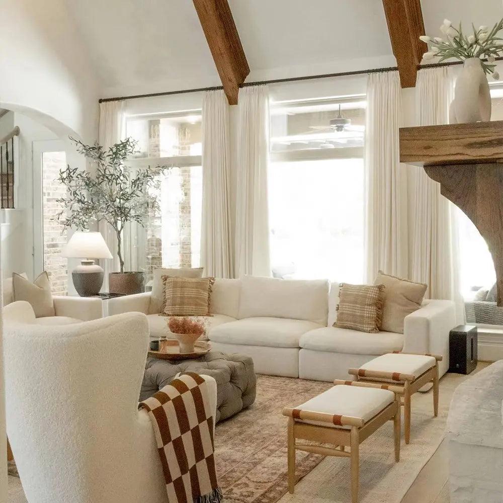 Twopages 2026 Spring Glow Up Liz Faux Linen Pinch Pleat Curtain Panel – 52" White Unlined Darkening Drapes for Bedroom & Living Room Privacy, Adjustable Hooks, Easter Home Refresh