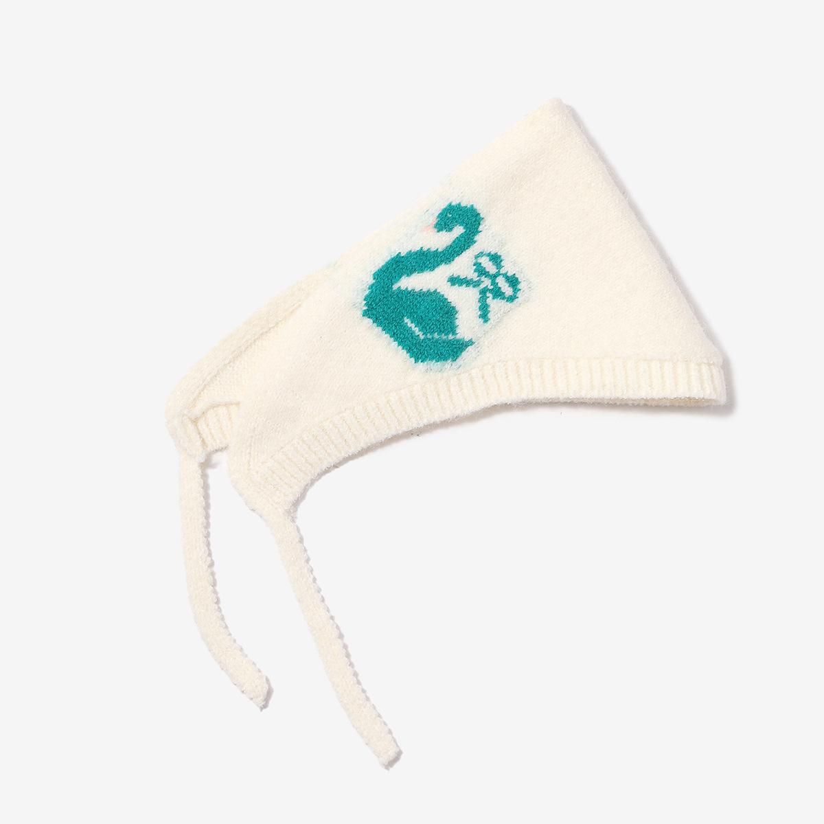 【Best Christmas gift】Cubidupi ​Little Red Riding Hood Style Swan Bonnet 3PCS Adorable Swan Knit Bonnet  Adjustable Ear Flap Hat with Tie Closure Cute Winter Headwear for Girls