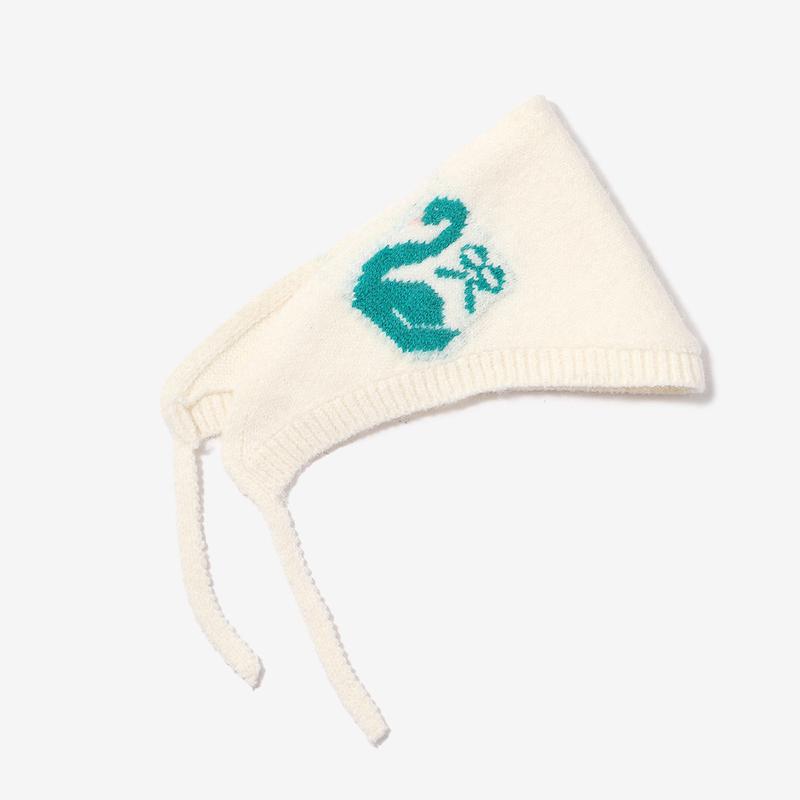 【Best Christmas gift】Cubidupi ​Little Red Riding Hood Style Swan Bonnet 3PCS Adorable Swan Knit Bonnet  Adjustable Ear Flap Hat with Tie Closure Cute Winter Headwear for Girls