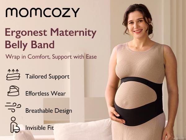 Momcozy Pregnancy Belly Band YB001 & YB002, CozySupport Ergonest Maternity Belly Band, Invisible Pregnancy Belt for Back, Abdomen, Waist,A