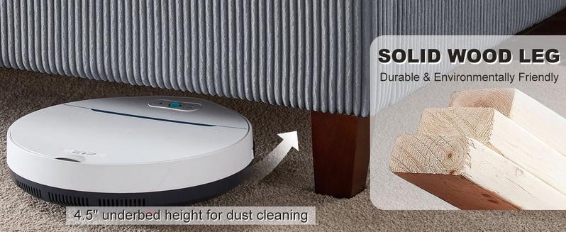 AMERLIFE 61" Corduroy Upholstered Bed Frame, Platform Bed with Vertical Stripe Wingback Headboard, No Box Spring Needed/Unique Bedroom Furniture AMERLIFE 61" Corduroy Upholstered Bed Frame, Platform Bed with Vertical Stripe Wingback Headboard, No Box Spring Needed/Unique Bedroom Furniture