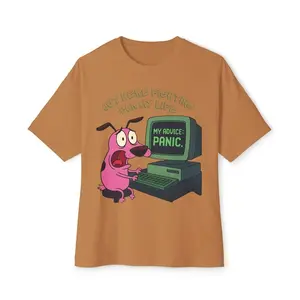 Out Here Fighting For My Life Courage the Cowardly Dog T-Shirt, Nostalgia 2D Print T-Shirt, Cartoon Network Shirt, Gifts for Cartoon Fans #Courage #theCowardlyDog #CartoonNetwork #NostalgiaCore #GraphicTee #StreetwearUS