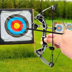 Mini Archery Bow Set Right Hand Compound Bow for Beginners Metal Material RH/LH Practice Hunting Toy Gift