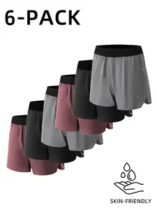 OKP 6-Pack Men's Sports Pants Activewear Double Layer Workout Sweatpants with Back Zipper Phone Pocket Breathable Quick Dry 100% Polyester Performance Running Gear for Gym Training