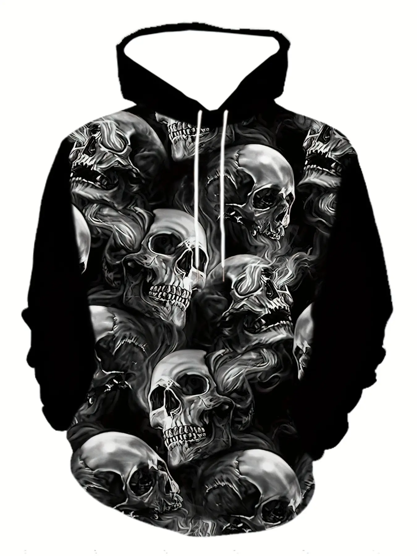 Dark-style full-print skull hoodie, a street-style cool, Fashion, Slim Fit and trendy item, Menswear, Streetwear, Long Sleeve, Sweatshirts, Gothic Hoodies, Casual Print Hoodie, Print Hooded Sweatshirt
