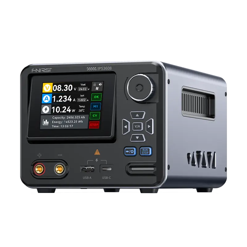FNIRSI IPS3608 High Power Output Smart Adjustable Desktop DC Power Supply, 36V 8A Aluminum Case, USB A & Type C Ports, Day-Night Dual Interface, 4-Digit IPS Display, PC Programmable, 6 Preset Data Slots