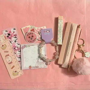 Assorted Stationery & Accessories Set 10pc - Includes Cute Stickers, Pen, and Keychain - Perfect for School and Office Use
