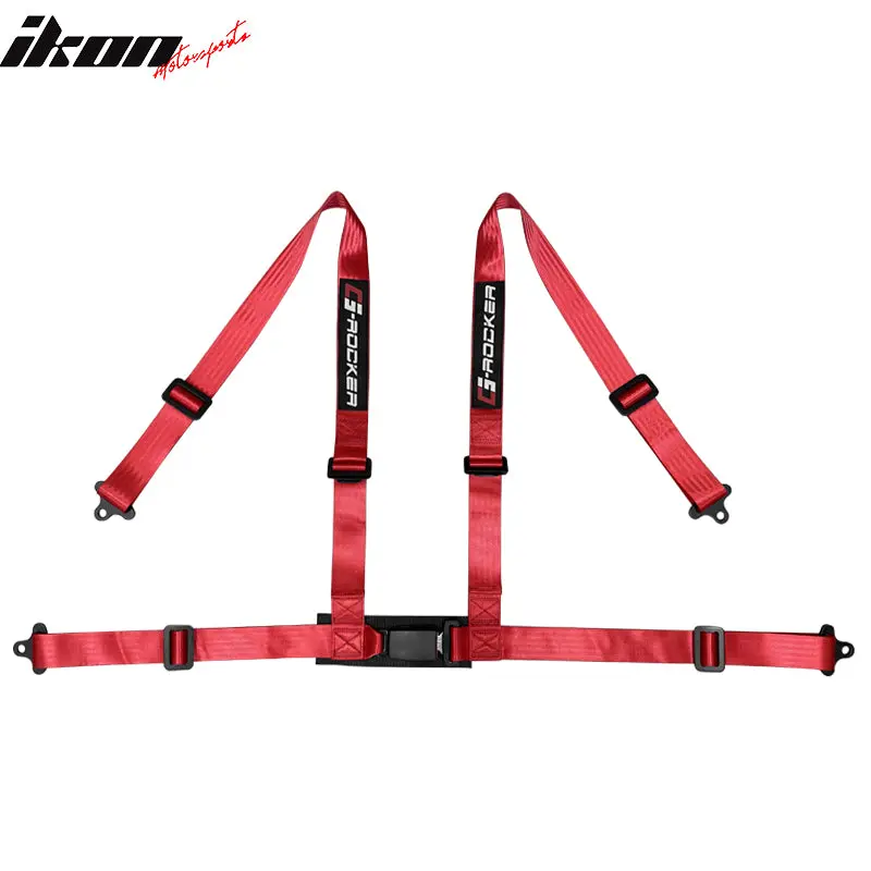 Universal 4 Point Buckle Red Racing Harness Racing Seat Belt Nylon