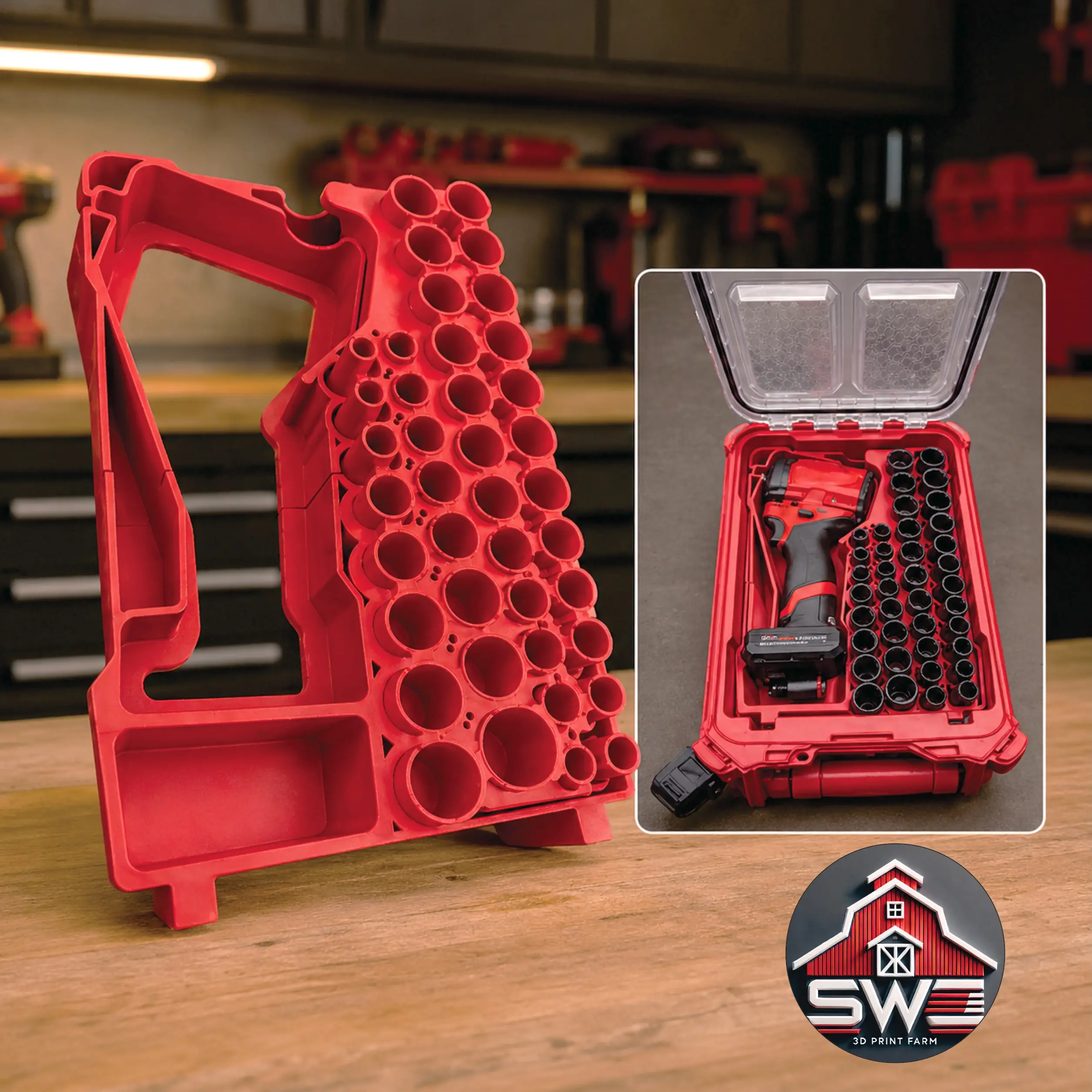 M12 FUEL Stubby 1/2 Impact Wrench 2563-20 & 43PC Socket Set 49-66-7009 Insert Organizer for Milwaukee Packout 48-22-8435