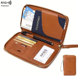 【New Updated】Simple Plain Passport Cases, Multi-Functional Zipper Travel Card Holder, RFID Blocking Travel Wallet for Women & Men, Fashion Travel Accessories, Travel Essentials