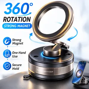 Vacuum Magnetic Phone Holder for Car 360° Adjustable Magsafe Car Mount Strong Suction for iPhone 17/16/15/14 & Android One-Hand Use Secure Hold