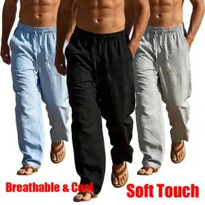 Men's casual pants with loose fit drawstring design - breathable, skin friendly, keeping cool in summer. Very suitable for young men who seek comfort and enjoy a casual style, with a loose and comfortable fit