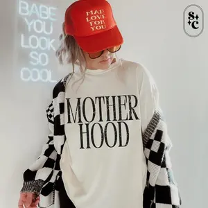Mother Hood Shirt, Comfort Color, Trendy Mama Tshirt, Mom Life Tee, Oversized Graphic Mom T-shirt, Motherhood T Shirt, Cool Mom Club