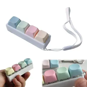 Keyboard Fidget Keyboard Clicker Toys with Colorful Keys and Wrist Strap 4 Key Keyboard Keychain Clicker Stress Relief for Anxiety Decompression