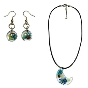 Floral Ladybug Necklace And Earrings Set