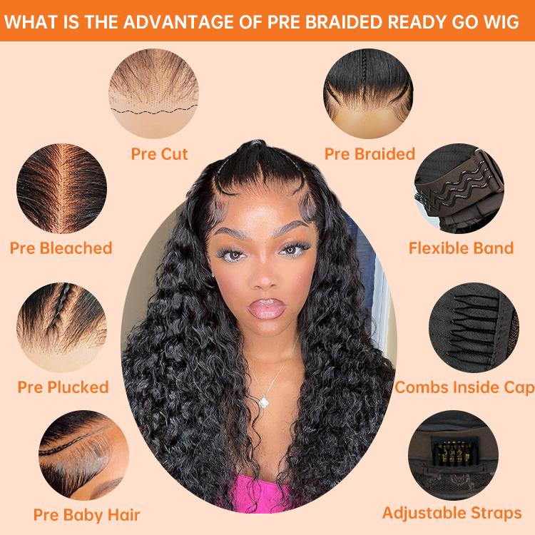 [Spring Musts] Wiggins Hair Stylist Wig Pre Braided Pre Cut Ready to Go Glueless Wigs Water Wave 13x4 Lace Front Wigs Human Hair Pre Bleached WeeklyDeals #SpringStatements