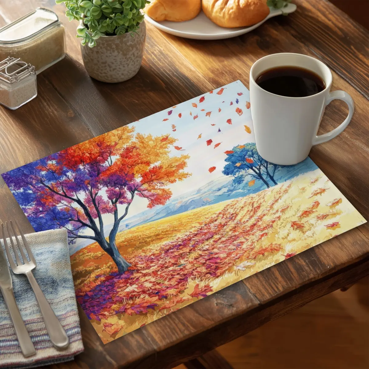 212 MAIN Classic Polyester Rectangle Placemat (14x18 in), Spring Breeze White, Durable, Lightweight, Aesthetic, Easy-Handling Modern Kitchen Tableware Dining Accessory for Home Decorators (CPPM1418BG3MQX)