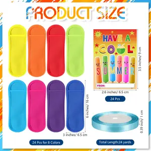 Pack End of School Year Gifts Reusable Ice Pop Sleeves with Gift Cards & Ribbon, Multicolor Washable Neoprene Popsicle Holders for Students, Classroom Prizes, Summer Favors