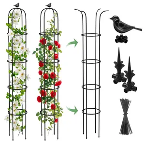 Heavy Duty 74" Garden Trellis for Climbing Plants - Rustproof Plastic Coated Metal Pipe - Sturdy Obelisk Support for Potted Vines & Flowers