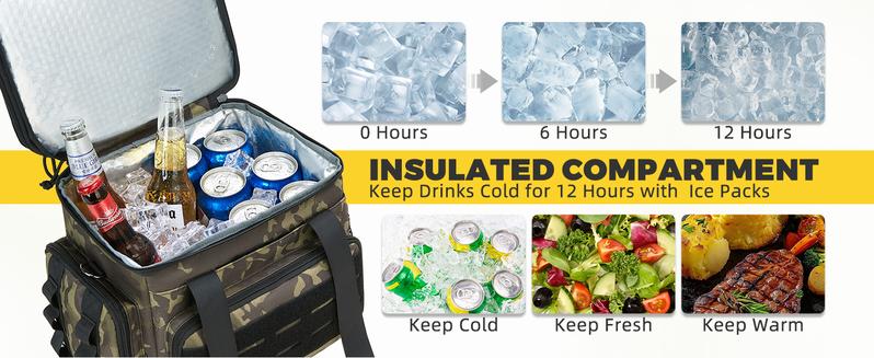 HSHRISH Tactical Lunch Bag & Lunch Box for Men 16 Liters Large Double Deck Expandable Insulated Soft Adult Lunchbox for Work Cooler Bag for Beach Picnic Camping Outdoor