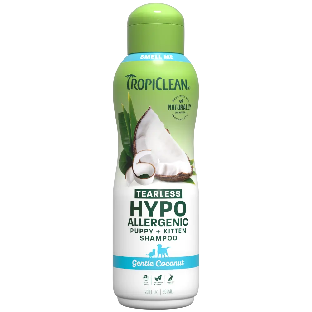 TropiClean Gentle Puppy Shampoo, Dog Shampoo for Allergies & Sensitive Skin, Made in USA, Gentle Coconut Scent, Safe for Cats & Kittens, 20oz