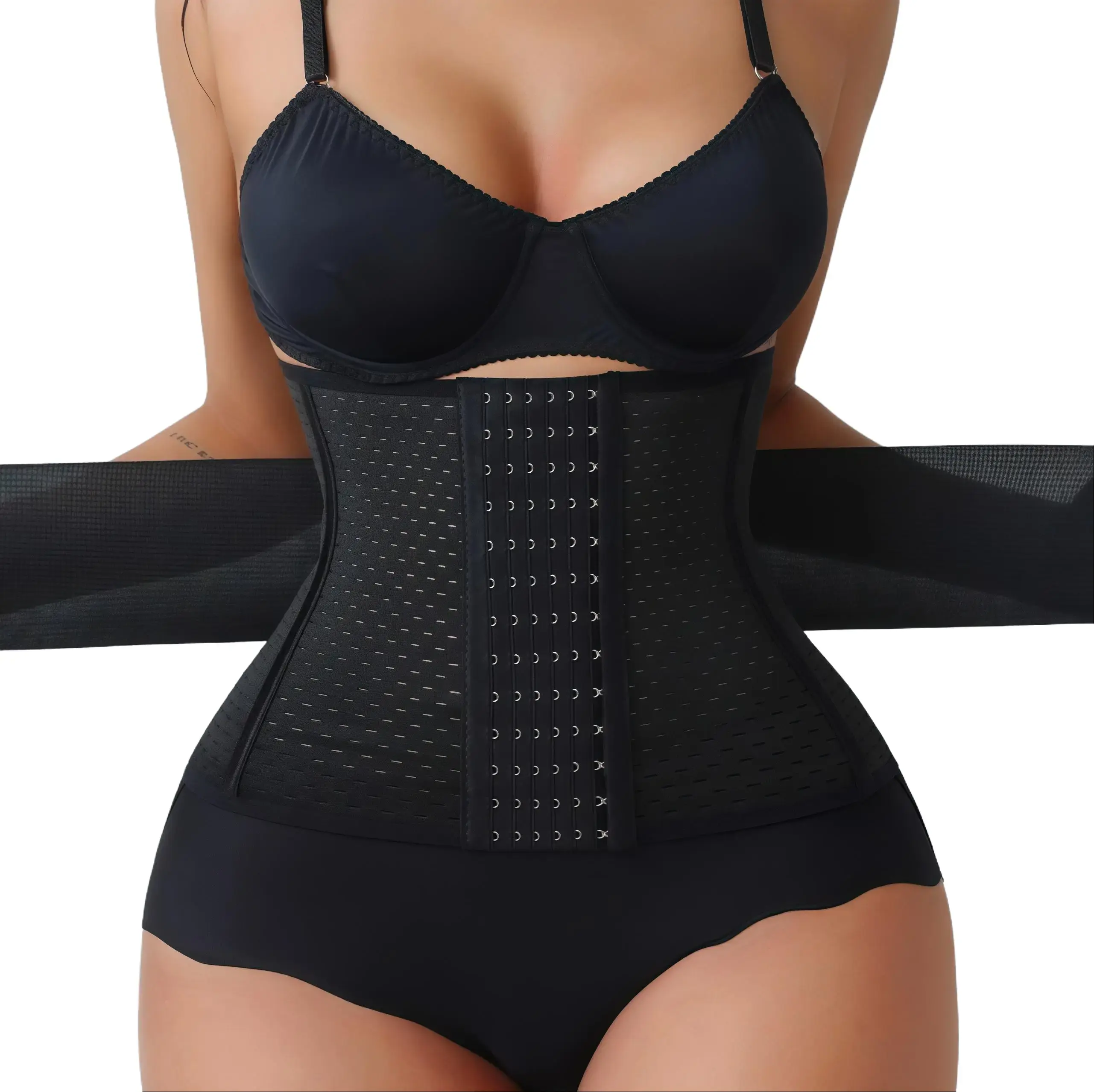 Women's Breathable Mesh Waist Trainer Corset Shaper - Double Compression Tummy Control, Adjustable Hook-Eye Girdle, Comfortable Fitness Shapewear for Postpartum Daily Wear, Fit Shaper, Flat Belly Shaper