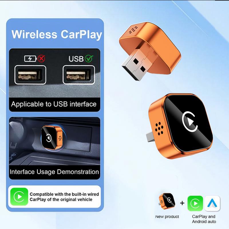 【YURNLV】Mini CarPlay Wired to Wireless Converter, iPhone/Android Compatible, Fast Stable Auto-Connection, No Lag, Hands-Free Calls