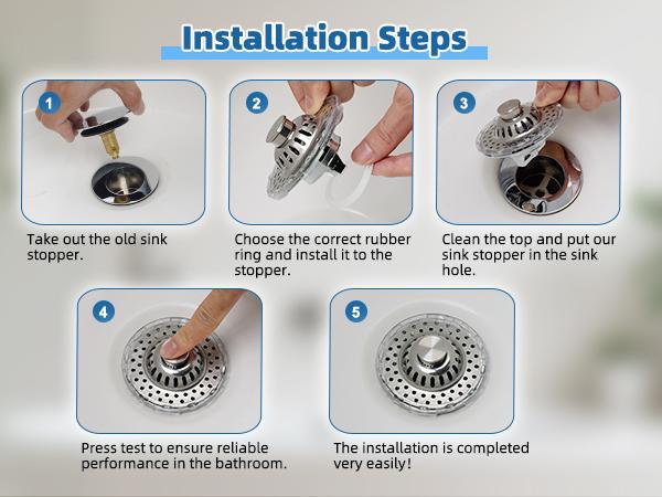 Hibbent Universal Bathroom Sink Drain Strainer Hair Catcher, 3 in 1 Pop-up Brass Metal Bathroom Sink Stopper Fit for Standard 1.1''~2.36'' Basin Hole, Transparent Edge