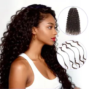 New 2026 ElNbeauty Jerry Curly Feather Crochet HumanHair Bundles, Lightweight Pre-Separated Super InvisiblyKnot and Durable Reusable 2# 100% HumanHair 16-24inches Optional