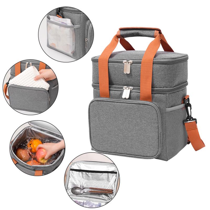 13.8L Expandable Double-Laye Lunch Insulation   Bag ，Multi-Functional Waterproof Cooler Lunch Bag,Outdoor Picnic Freshness Preservation,Suitable For Food Storage And Transport