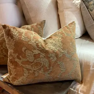 Vintage Brown Floral Tapestry Pillow 20x26