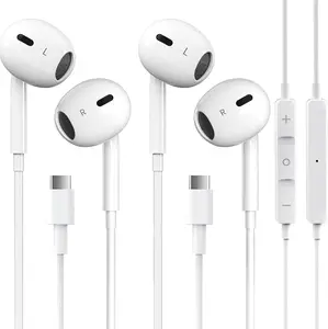 2 Packs USB C Headphones for iPhone 17/16/15 Pro Max Plus Type C Earphones with Microphone & Remote Noise Cancelling Earbuds for iPhone 17/16/15 Pro, iPad, Galaxy S23/S22/S21/S20/Ultra Note 10/20