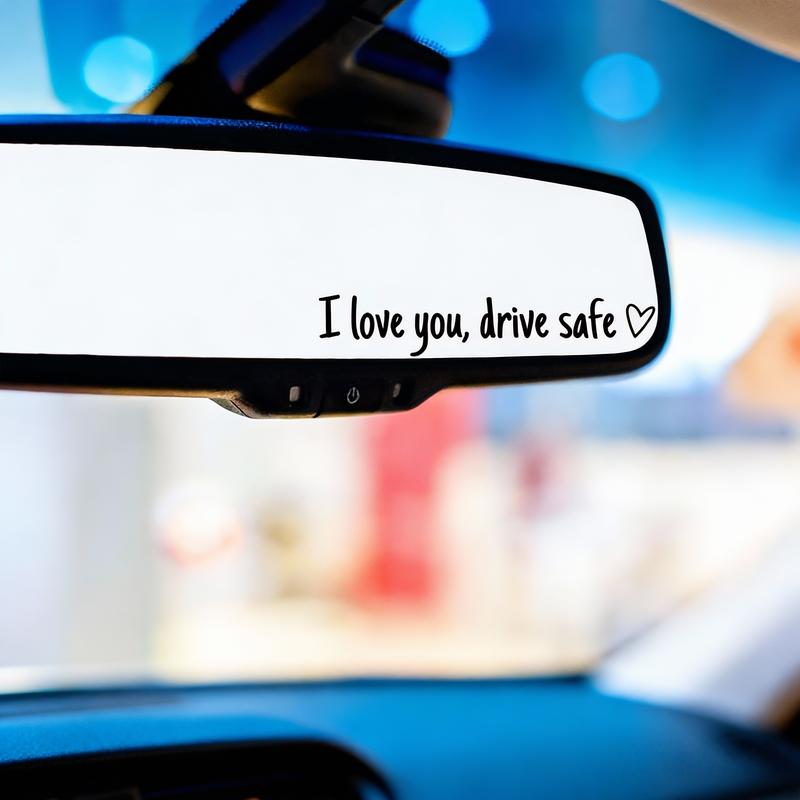  ﻿ 4PCS I Love You Drive Safe Decal Simple Design for Safe Driving Ideal for Drivers and Car Enthusiasts Vehicle Exterior Decoration Windshield Sticker rearview mirror sticker