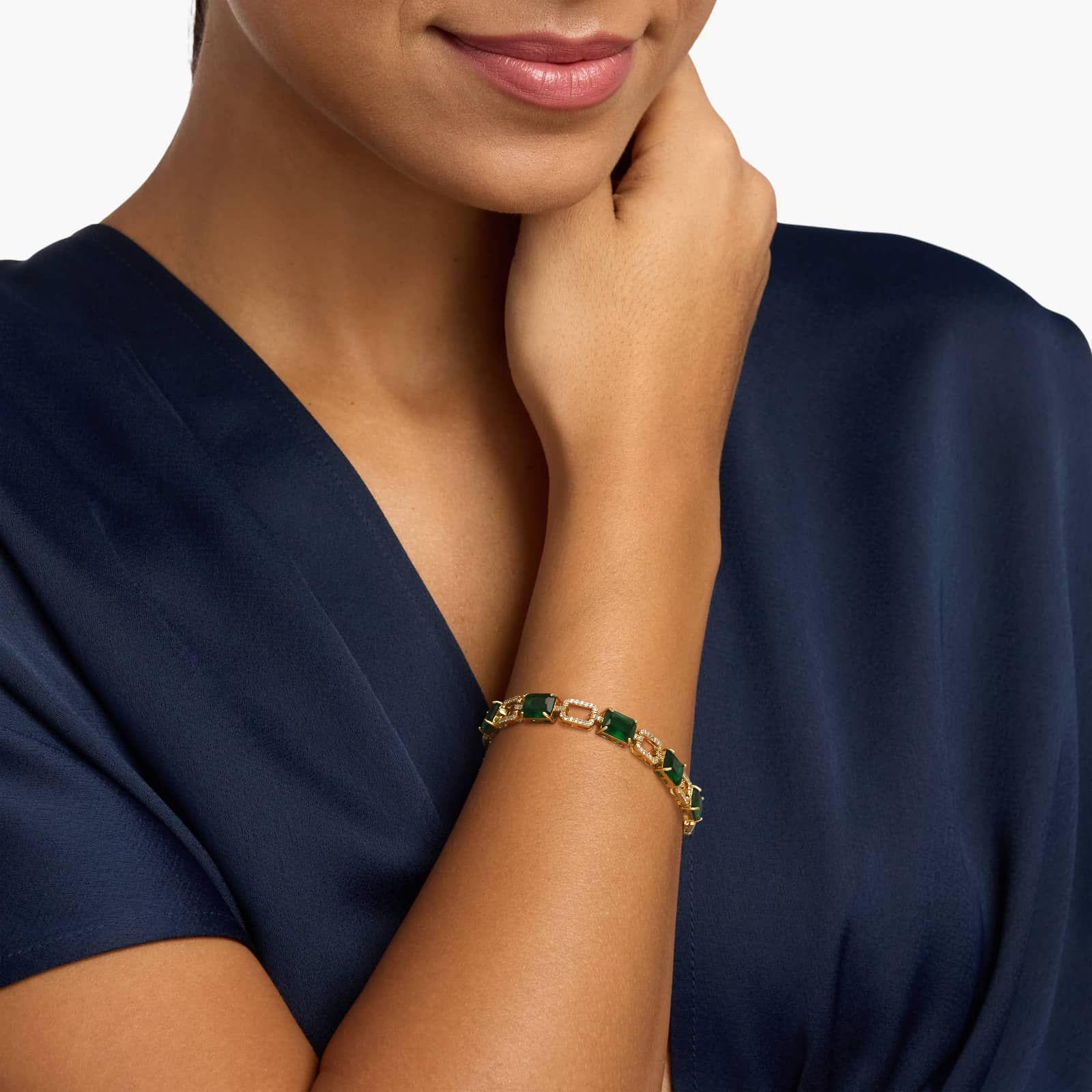 Turandoss Emerald Tennis Bracelet – 14K Gold Plated, Sparkling CZ, Adjustable Fit, Perfect Christmas Gift Turandoss Emerald Tennis Bracelet – 14K Gold Plated, Sparkling CZ, Adjustable Fit, Perfect Christmas Gift