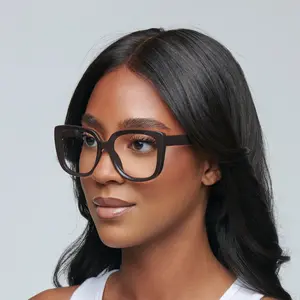 Mad Shade Thick Dark Brown Square Fake Glasses - 90s Retro Oversized Clear Lens Eyewear