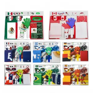 2026 World Cup Soccer Fan Set: Mexico Canada Argentina Germany Brazil Spain Flag Glasses Hand Gestures Face Paint Bracelets Scarves Cheerleading Accessories for USA Canada Mexico