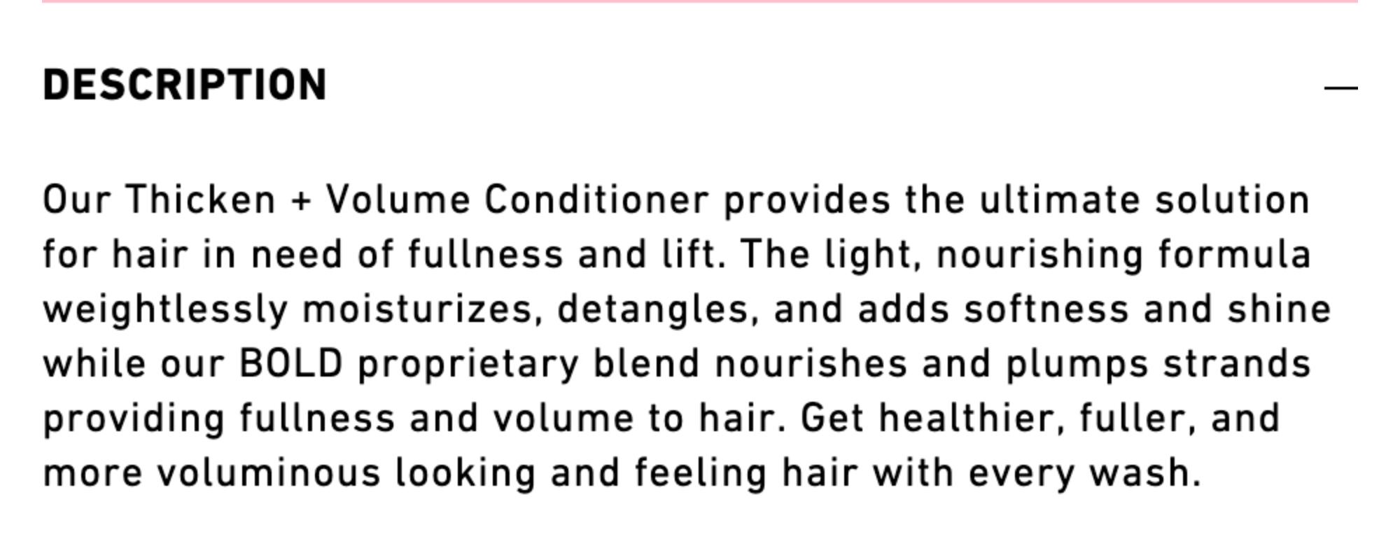 Boldify Thicken + Volume Conditioner for Anti Thinning Shampoo & Low Porosity Hair Products 8 fl oz/237 mL Weightless Moisture Detangle Soften Shine Split End Repair Non Toxic Vegan