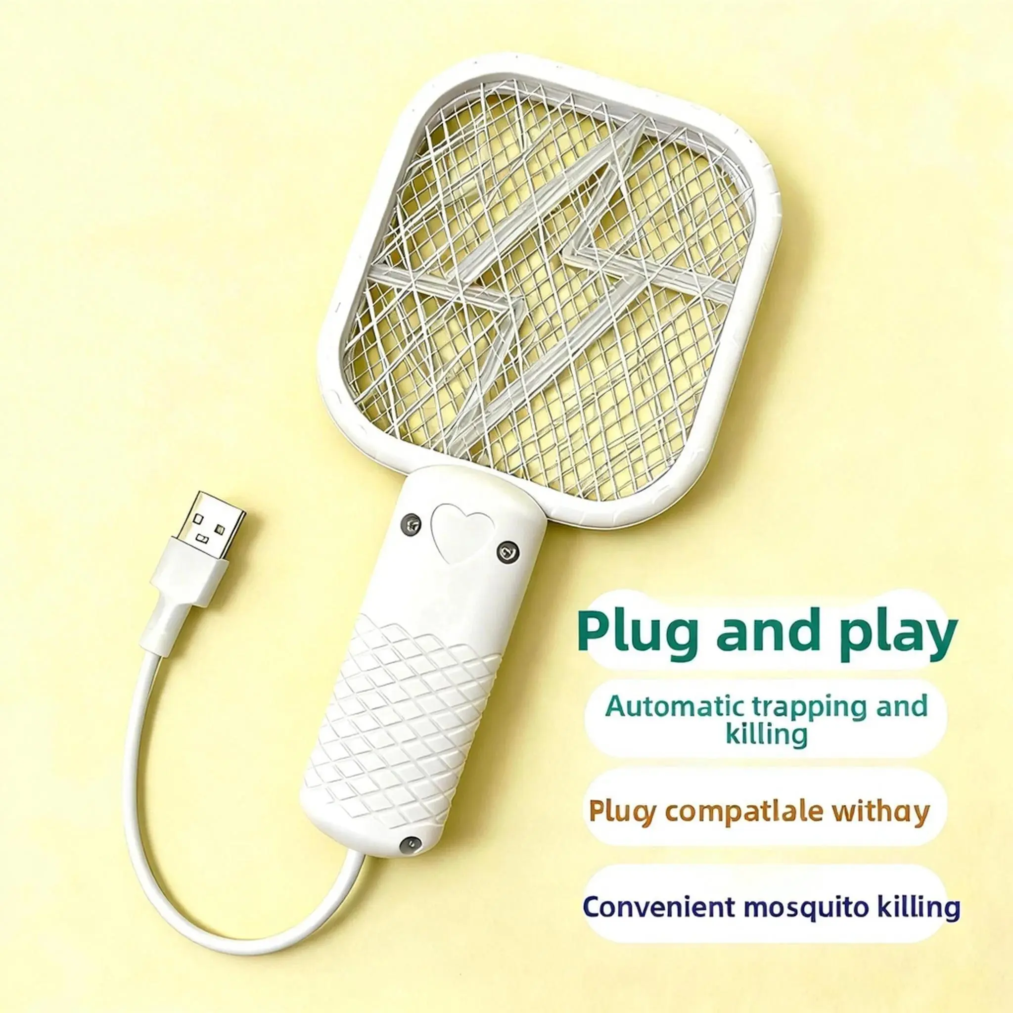 Cordless Mini Portable Electronic Bug Swatter, 2026 USB Rechargeable UV Attraction Zapper with Light, Safe Protective Mesh, Easy Operation Indoor Fly Control Solution for Bedrooms Camping