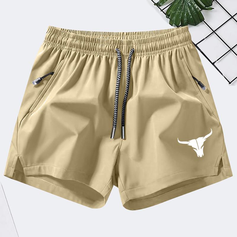 Men's athletic shorts, summer casual quick-dry elastic waistband drawstring shorts with zipper pockets, durable comfort suitable for gym workouts and outdoor leisure activities