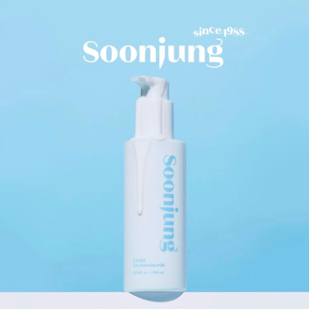 [ETUDE Official] Soonjung Cleansing Milk 6.8 fl oz (200ml) + 3.4 fl oz (100ml) Set | Gentle Hydration-Retaining Cleanse | Soothes Sensitive Skin | pH-Balanced Comfort