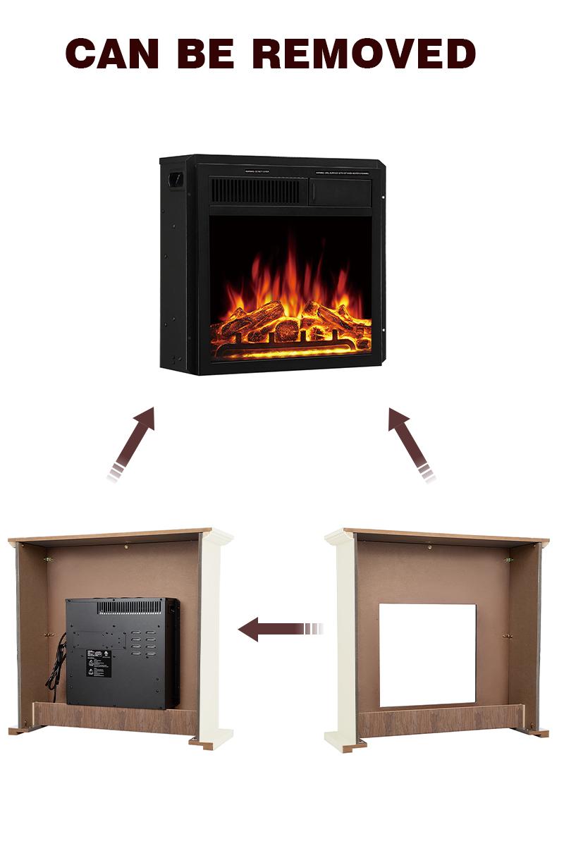 R.W.FLAME 44" Electric Fireplace with Mantel Package Freestanding Fireplace Heater Corner Firebox with Log & Remote Control,750-1500W,Lvory White