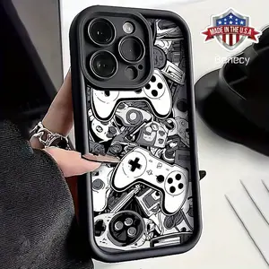 A Brand New Game Console Texture Pattern TPU Phone Case, Compatible with Apple Iphone 16, 15, 14, 13, 12, 11 Pro Max, Phone Protective Cover, Christmas Or Halloween Gift for Family And Boyfriend'S Birthday.Protection Protector Cellphone  Casing Black