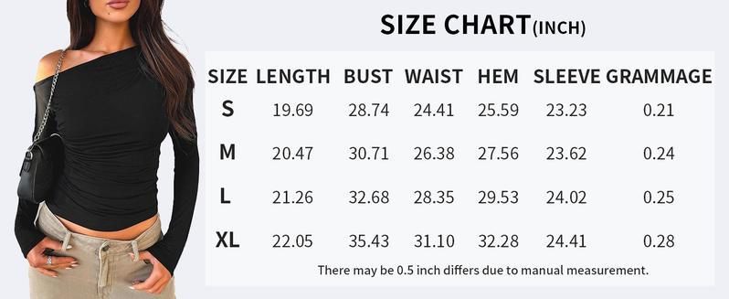 Womens One Off Shoulder Tops Long Sleeve Going Out Shirts 2025 Boat Neck Ribbed Slim Fit Blouse  Y2K Tight Shirts