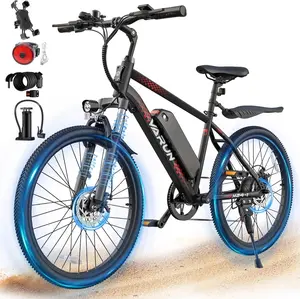 500W Mountain E-Bike, Adult & Teen Universal Model Max Speed: 20 mph Range: 40 miles 24-inch Electric Bike High-Strength Spring Front Fork Max Load: 220 lbs UL 2849 Certified