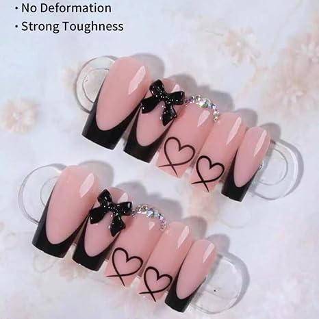 Valentine’s Limited! 2 Styles Goth/Soft Girl Nails (24pcs/Box) + Jelly Glue & File  Viral 2026 Acrylics Reusable