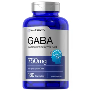 Horbäach GABA 750mg | 180 Powder Capsules | Gamma Aminobutyric Acid Supplement | Non-GMO, Gluten Free Horbäach GABA 750mg | 180 Powder Capsules | Gamma Aminobutyric Acid Supplement | Non-GMO, Gluten Free