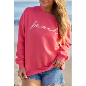 Beach Script Light Red Graphic Sweatshirt
