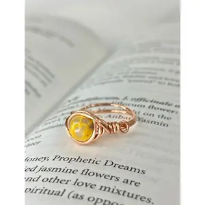 Crazy Lace Agate Genuine Copper Wire Ring Handmade Protective Stone Crystal Jewelry Energy Healing Emotional Balance Laughter Stone