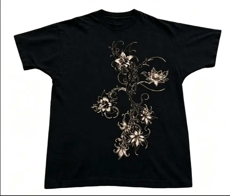 Gildan Men's and Women's T-shirt, Floral Vine Graphic Tee, Floral Tee, Unisex T-shirt, Gift T-shirt, Y2k Unisex Graphic Tees Gothic Grunge Emo Scene Amity Affliction Style Clothes Menswear Womenswear Streetwear