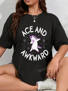 100% Cotton Ace Awkward Unicorn LGBTQ Pride Stuff Asexual Pride Shirt T-Shirt